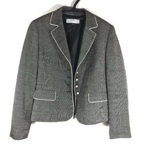Tahari Career Blazer Silk Blend Lined Micro Plaid